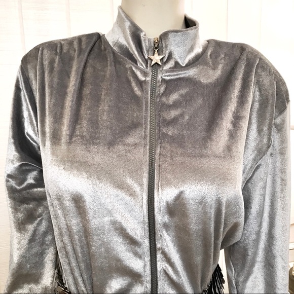 Shiny Silver Velvet Jumpsuit Retro Vintage Mod Rare - Picture 4 of 9